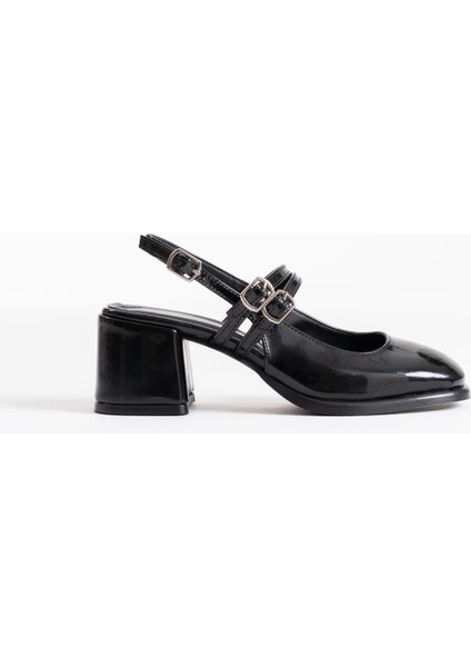 Faye Siyah Rugan Kadın Topuklu Ayakkabı