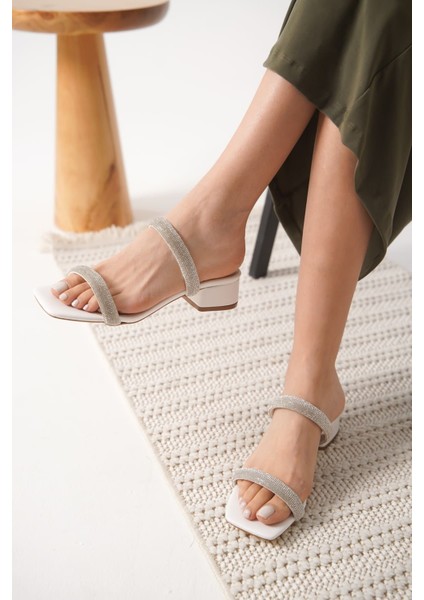 Stella Kalın Topuklu Beyaz Kadın Terlik fiyatları