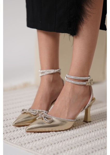 Irina Kadın Altın Taşlı Topuklu Ayakkabı fiyatları