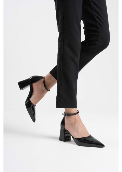 Doren Siyah Rugan Kadın Topuklu Ayakkabı indirimleri