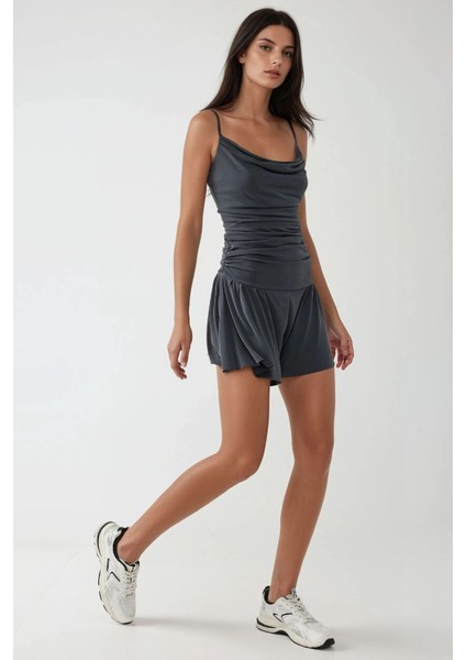 Kadın Temel Tulum Koyu Gri