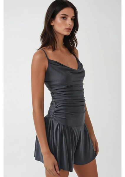 Kadın Temel Tulum Koyu Gri