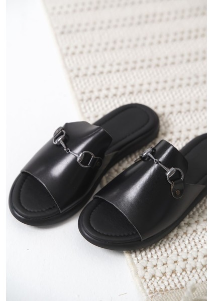 George Siyah Hakiki Deri Terlik modelleri