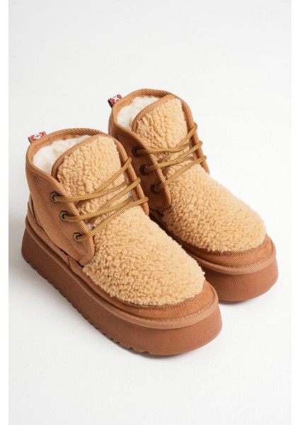 Loana Kadın Kürklü Taba Kışlık Kalın Tabanlı Bot fiyatları