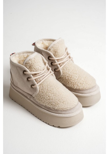 Loana Kadın Kürklü Bej Kışlık Kalın Tabanlı Bot modelleri