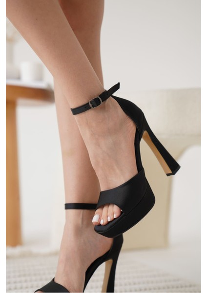 Sage Kadın Siyah Saten Topuklu Ayakkabı fiyatları