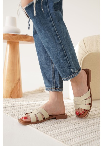 Marlen Bej Hakiki Deri Terlik modelleri