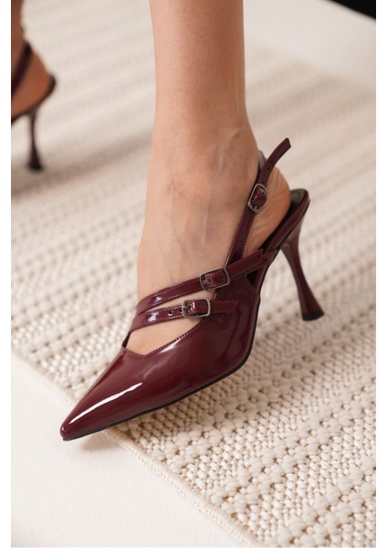 Lenora Kadın Bordo Rugan Topuklu Ayakkabı fırsatları