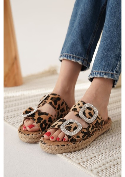 Tyna Süet Leopar Taşlı Kadın Terlik fiyatları
