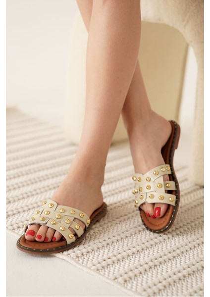 Loose Bej Hakiki Deri Terlik fırsatları