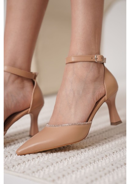Darla Taşlı Kadın Nude Topuklu Ayakkabı