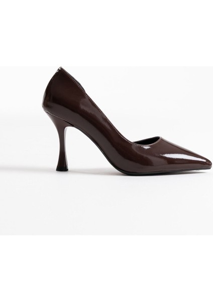 Angela Kadın Acı Kahve Rugan Topuklu Ayakkabı