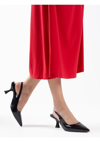 Angelica Kadın Siyah Kırışık Rugan Topuklu Ayakkabı modelleri