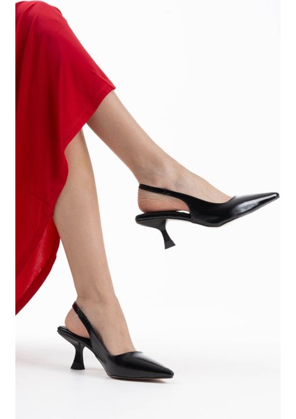 Angelica Kadın Siyah Kırışık Rugan Topuklu Ayakkabı indirimleri