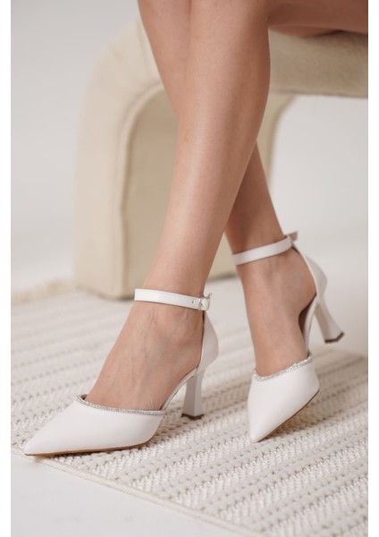 Darla Taşlı Kadın Beyaz Topuklu Ayakkabı modelleri
