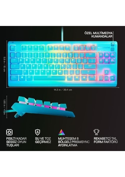 Apex 3 Tkl Rgb Suya ve Toza Dayanıklı Türkçe Gaming Klavye - Mavi fiyatları