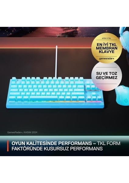 Apex 3 Tkl Rgb Suya ve Toza Dayanıklı Türkçe Gaming Klavye - Mavi modelleri