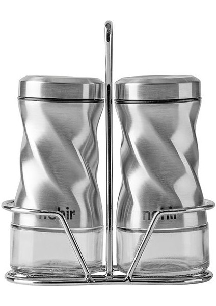 Burgulu Stantlı Paslanmaz Çelik Baharatlık Seti - Gri fiyatları