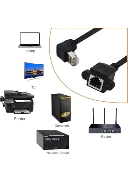 5043 RJ45 Dişi Erkek Uzatma 0.5m Dirsek Köşeli 90 Derece Panel Tipi Cat6 Montaj Kablosu (0.50 Metre) fiyatları