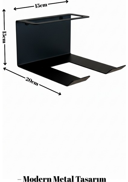 Metal Saç Kurutma Makinesi Tutacağı ve Banyo Rafı Fön Makinesi Askısı 15X15X20 cm modelleri
