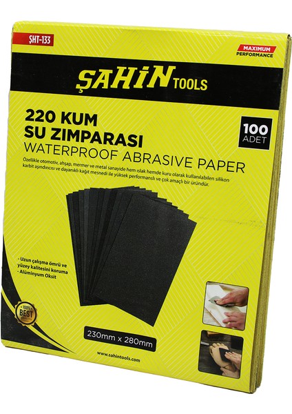 100 Adet 220 Kum Kağıt Su Zımparası (5224)