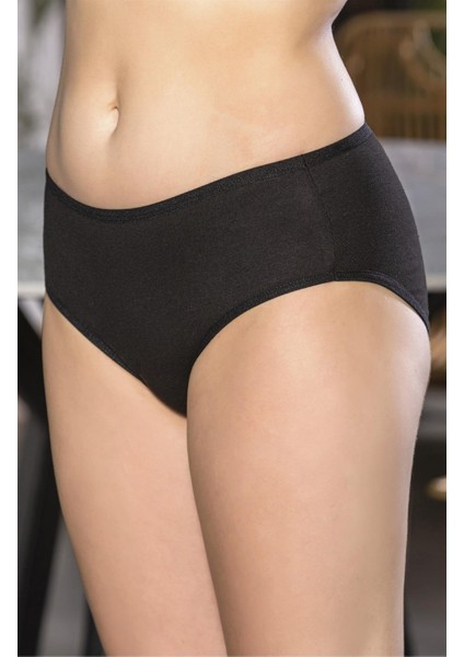 Pamuklu Yüksek Bel Slip Külot Siyah (MGP2966)
