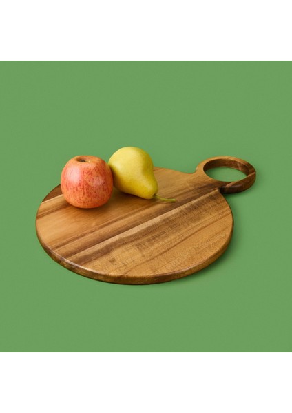 Akasya Yuvarlak Halkalı Kesim Tahtası - Kahverengi - 38X28 cm fiyatları