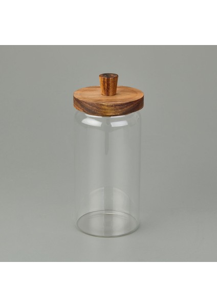 Akasya Kapaklı Kavanoz - Kahverengi / Şeffaf - 950 ml