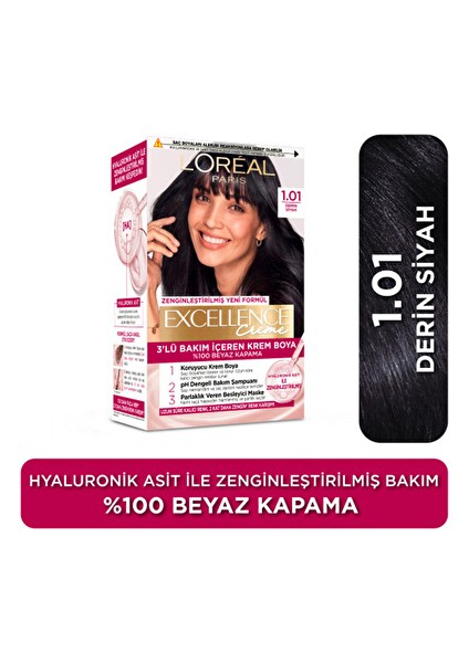 L Oréal Paris Excellence Creme Saç Boyası - 1.01 Derin Siyah