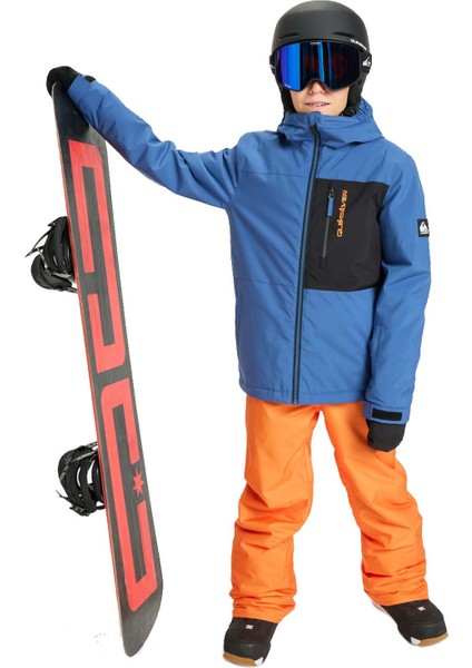 Side Hit Solid Youth Jk Erkek Çocuk Mavi Snowboard Ceketi