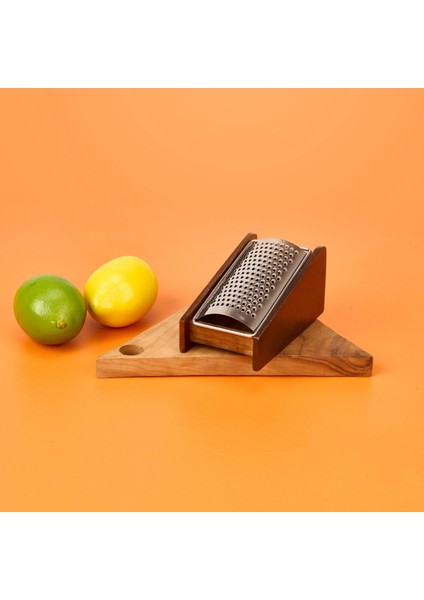 Akasya Hazneli Sarımsak Rendesi - Kahverengi - 13X7X6 cm