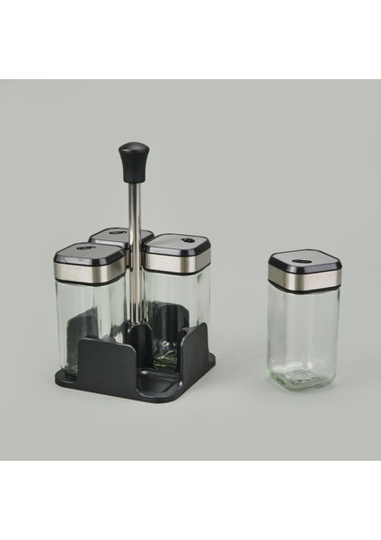 4'lü Cam Baharatlık Seti - Şeffaf / Siyah - 100 ml modelleri