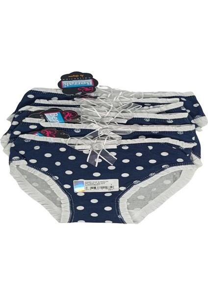 2595 Berrak Lacivert Renkli Beli Dantelli Çocukı Bikini 6 Adet 1-2 Yaş