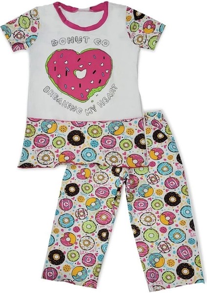 Kız Çocuk Donut Desenli Renkli Pijama Takımı