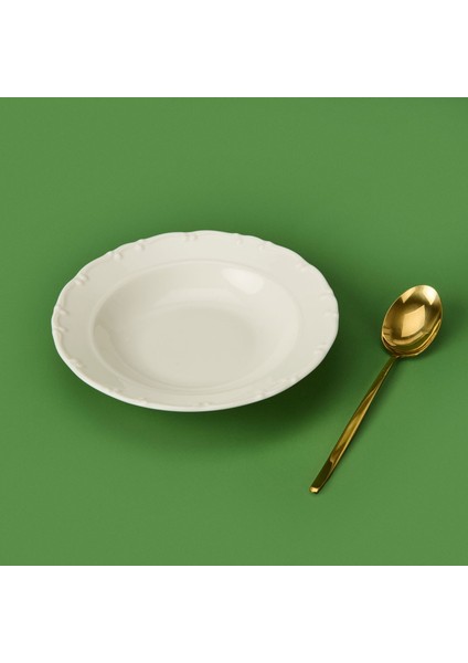 Porselen Liana Yemek Tabağı - Krem - 21 cm