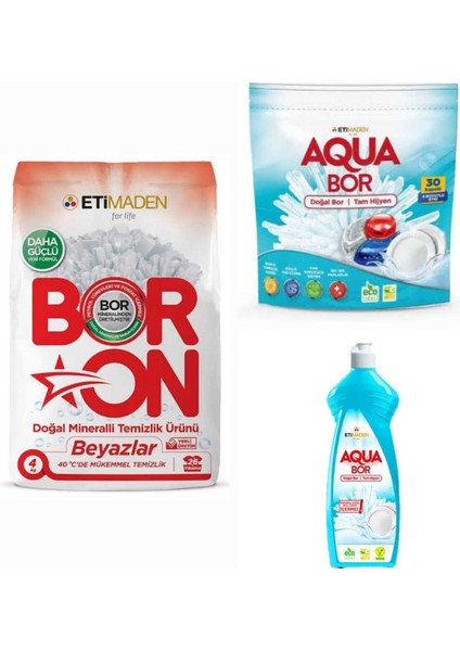 Doğal Mineralli Bulaşık Deterjanı 30 Tablet +Elde Yıkama+Çamaşır Makine Deterjanı.