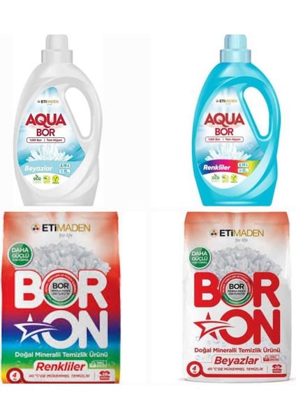 Çamaşir Deterjani Toz Renkli ve Beyazlar Için 52 Yikama+ Aquabor Renkli ve Beyazlar 66 Yikama.