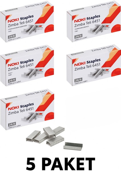 Zımba Teli 24/6 – 5’li Paket (Toplam 5000 Tel) / Dayanıklı Metal Tel