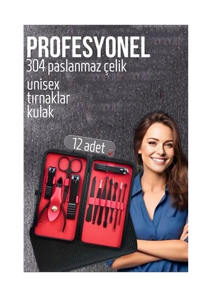 Bfs Manikür Seti Pedikür Kulak Yüz Bakım Kiti Profesyonel 304 Çelik Siyah