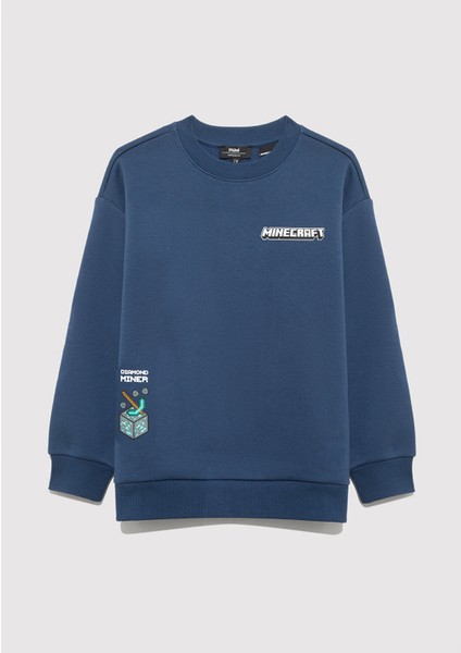 Minecraft Baskılı Lacivert Sweatshirt 6S10164-70720