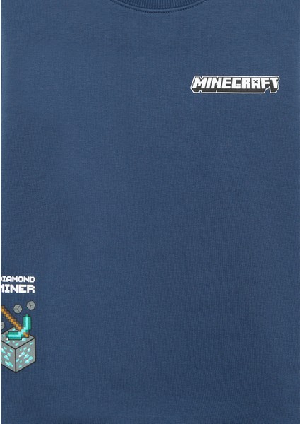 Minecraft Baskılı Lacivert Sweatshirt 6S10164-70720 fırsatları