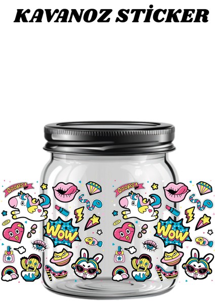 Uv Dtf Kavanoz Sticker Seti | Yüksek Kalite Dekoratif Kavanoz Transfer Baskı Çıkartmaları