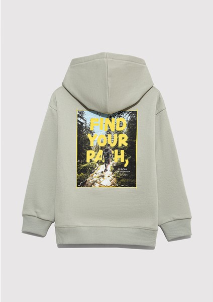Kapüşonlu Baskılı Yeşil Sweatshirt 6S10149-70155 fiyatları