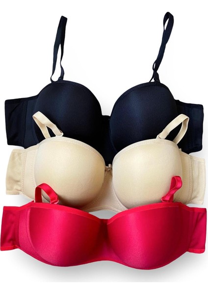 Kadın Toparlayıcı Balenli Desteksiz Straplez 3 Lü Sütyen