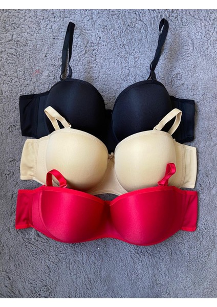 Kadın Toparlayıcı Balenli Desteksiz Straplez 3 Lü Sütyen modelleri