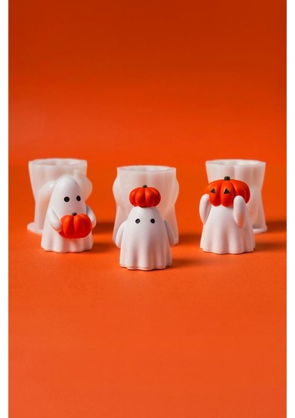 Kabaklı Hayalet Üçlü Set Silikon Mum Kalıpları