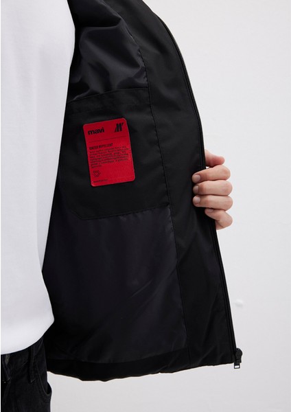 Kapüşonlu Siyah Şişme Mont 0110651-71379