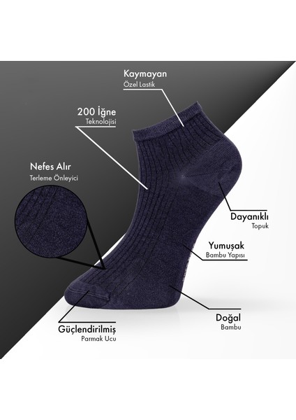 Premium Elit Seri Parfümlü Bambu Erkek Düz Patik Çorap 5 Çift Dikişsiz Rahatlık ve Lüks Konfor LACİVERT fiyatları