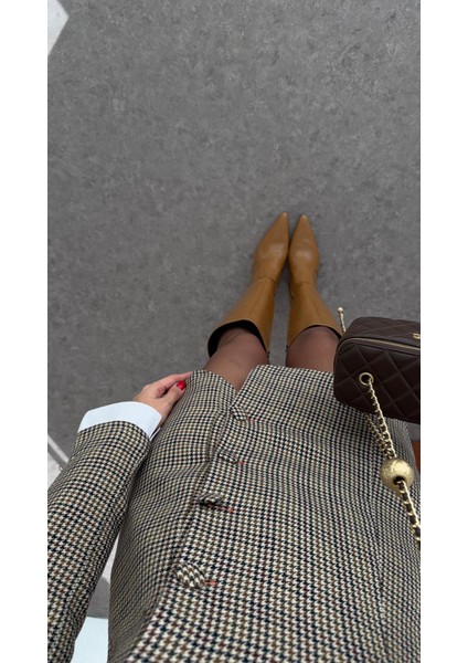 Kazayağı Desenli Ceket Elbise modelleri