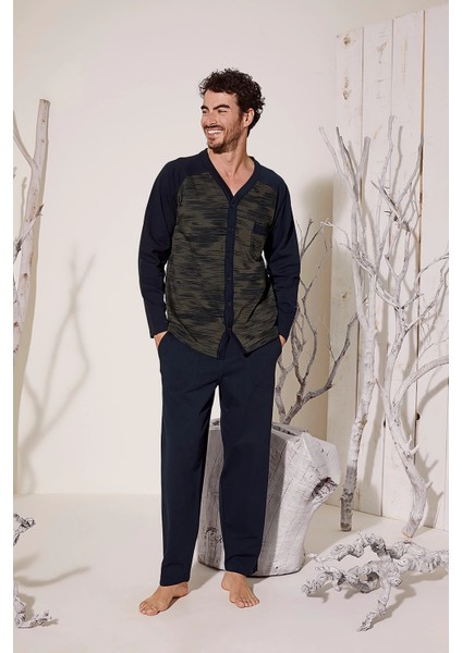 Kocabey 8025 Erkek V Yaka Boydan Düğmeli Pijama Takımı